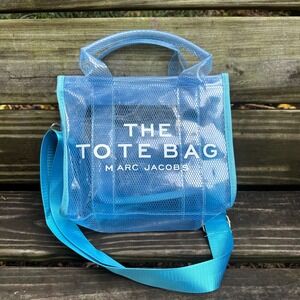 Marc Jacobs‎ The Small Mesh Tote Bag Blue Transparent Crossbody Handbag Designer